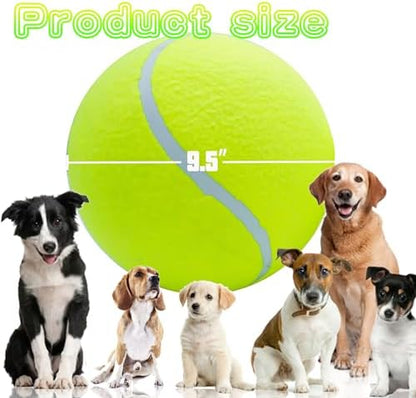 Banfeng Giant 9.5" Dog Tennis Ball, 2 Pack Oversize Interactive Puzzle Toy with 1*Ball Pump + 1*Needle for Small, Medium, Large Dogs (2 Pack Yellow with Pump) - Image 2
