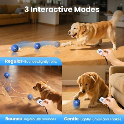 Smart Interactive Dog Toys - Auto Bouncing & Rolling Ball, 3 Interactive Modes, Chew-Resistant E-TPU Material, IPX7 Waterproof, Smart Chase Pet Toy Ball for Medium and Large Dogs - Blue - Image 5