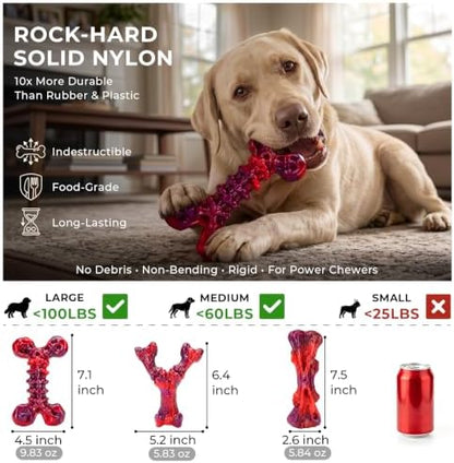 Kseroo 3-Pack Beef Flavored Dog Chew Toys for Aggressive Chewers, Red-XL - Image 2