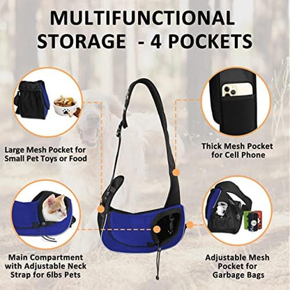 Gloppie Small Dog Sling Carrier for 5lb Dogs Breathable Puppy Sling Hands Free Travel Cat Carrier Klein Blue S - Image 2