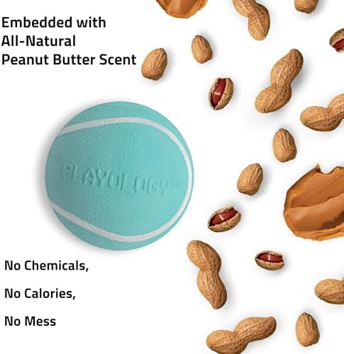 Playology Squeaky Chew Ball Dog Toy - Medium, Peanut Butter Scent - Image 4