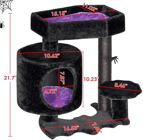 BEWISHOME Cat Tree for Indoor Cats, Gothic Cat Tree with Coffin Bed - Image 7