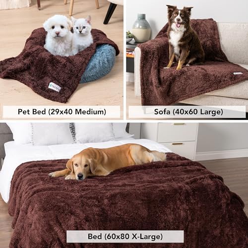 PetAmi Soft Plush Sherpa Dog Blanket for Pet Cat, X-Large 60x80, Brown - Image 5
