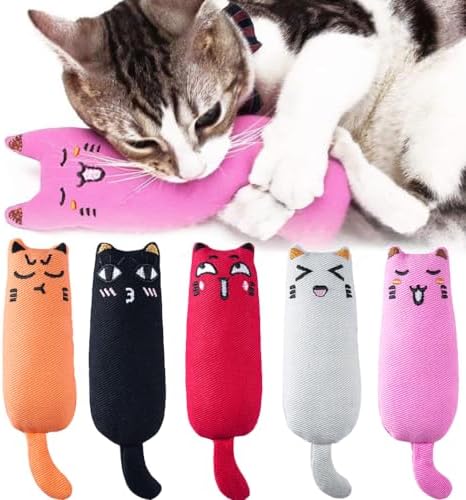 Legendog 5Pcs Bite Resistant Catnip Toy for Cats,Catnip Filled Cartoon Mice Cat Teething Chew Toy by Legendog