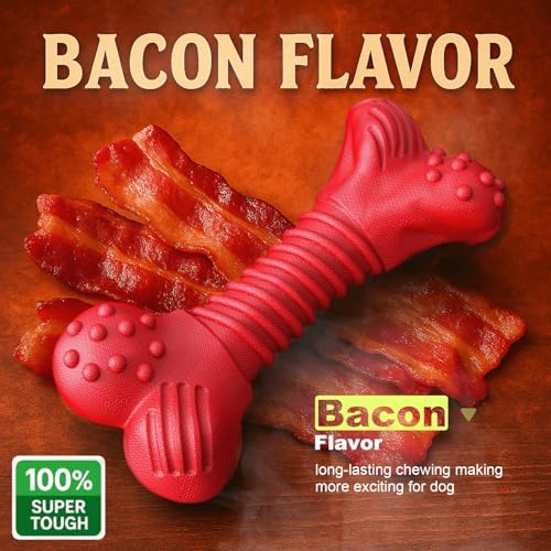 Dog Toys for Aggressive Chewers, Dog Toys for Medium Large Dogs, Natural Rubber Dog Chew Toys with Beef Flavor, Indestructible Chew Toys for Aggressive Chewers (red) - Image 4