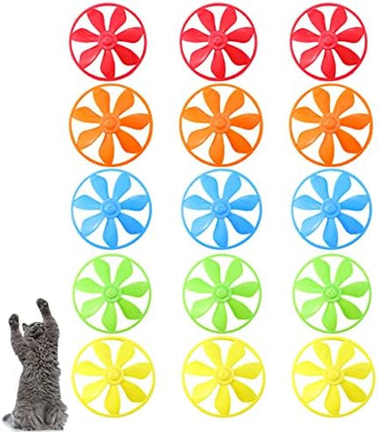 Sumind 15 Pieces Cat Fetch Toys Colorful Flying Propellers Flying Cat Toy by Sumind