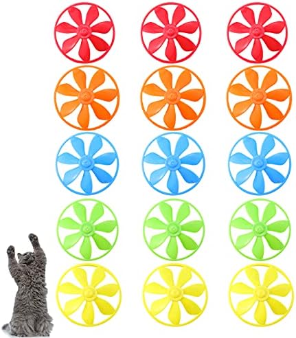 Sumind 15 Pieces Cat Fetch Toys Colorful Flying Propellers Flying Cat Toy by Sumind