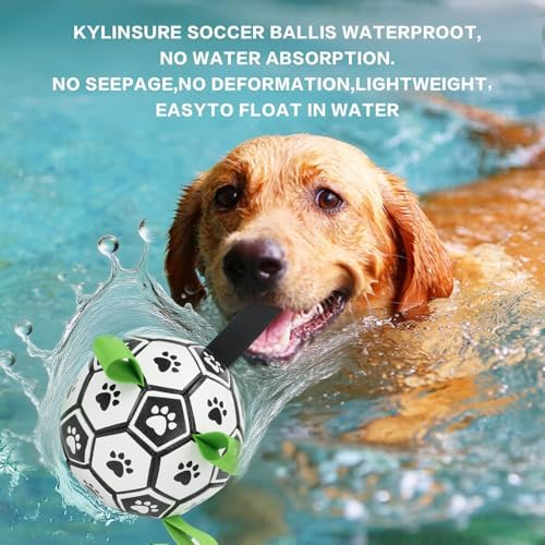 Dog Soccer Ball with Straps, 7.25 Inch Herding Dog Ball Toys Dog Birthday Toy - Image 4