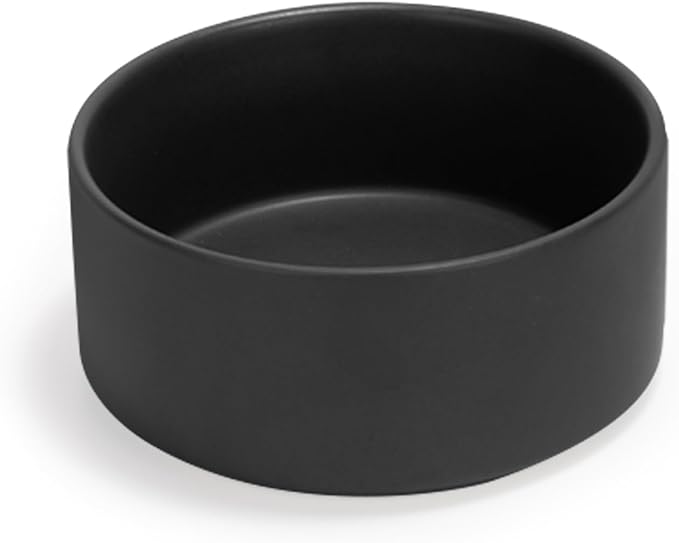 Ceramic Dog and Cat Bowl Modern Cute Weighted Food and Water Bowl Matte Glaze Pet Bowl for Replacement (Black, 60.8 OZ)