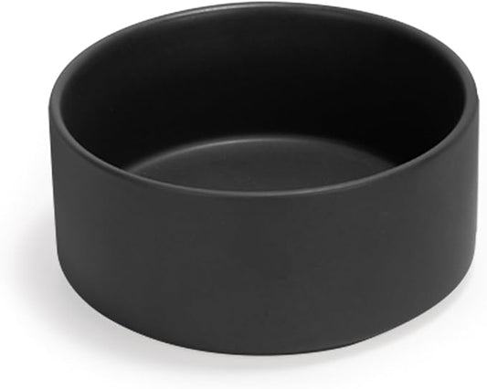 Ceramic Dog and Cat Bowl Modern Cute Weighted Food and Water Bowl Matte Glaze Pet Bowl for Replacement (Black, 60.8 OZ)