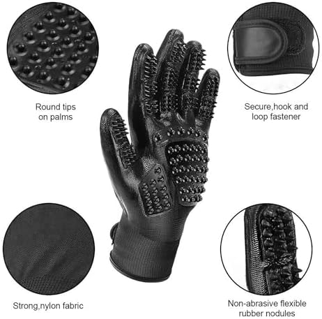 Dog Grooming Gloves – Shedding Gloves for Dogs, Cats & Horses – Pet Grooming Glove & Hair Remover – Dog Brush Glove for Bathing, Deshedding & Massage Mitt– Adjustable Fit (Blue&Black) - Image 4