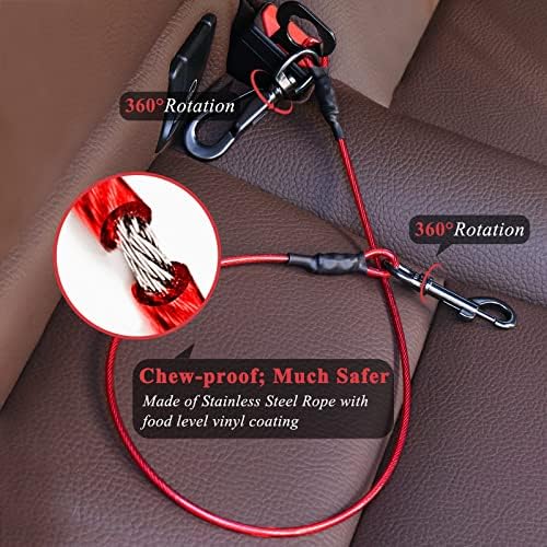 VIVAGLORY Dog Seatbelt Tuffbelt Dog Car Harness, L, Red - Image 2