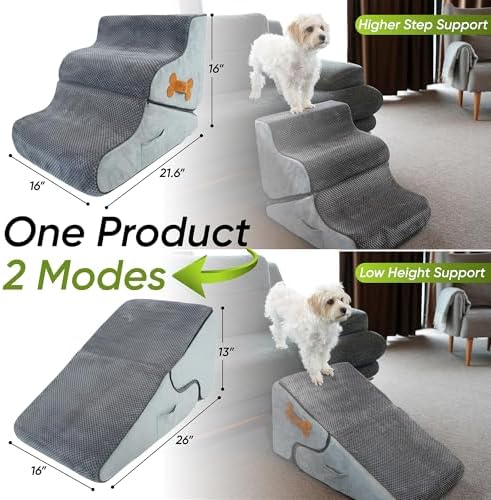 Dog Stairs for Bed & Couch – 2-in-1 Foldable Dog Stairs and Ramp - Image 2