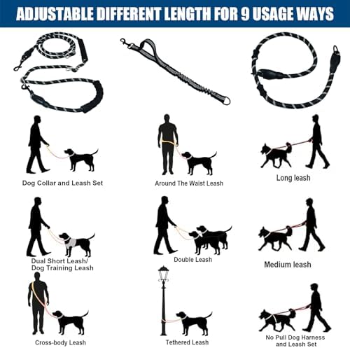 Heavy Duty Hands Free No Pull Bungee Leash 13ft Black Large Dogs - Image 6