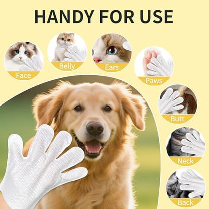 MIOSSZI Pet Gloves Wipes for Dogs & Cats, No-Rinse Grooming, Unscented - Image 3
