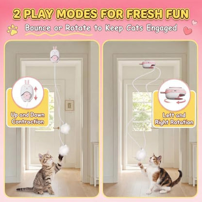 Interactive Cat Toys for Indoor Cats, USB Rechargeable Electric Teaser with Clip, Automatic Cat Toys to Self Play Enrichment Toy for Bored Kittens & Adult Cats (Pink) - Image 3