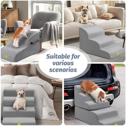 Gimars Extra Wide Sturdy 30D High Density Foam Dog Stairs for Sofa, Pet Stair for Small Medium Dog, Non-Slip, Easy Clean Removable Washable Cover - Image 5