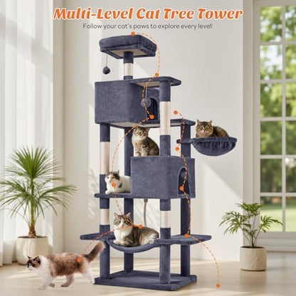 DUMOS 66 Inch Large Cat Tree Tower with Scratching Posts, Indoor Use - Image 6