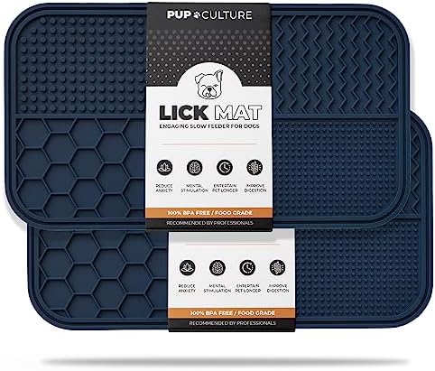 Pup Culture Dog Lick Mat for Dogs (2 Pack), Feeding Pad for Anxious Pets Plus 4 Different Puzzles for Mental Stimulation for Dogs - Supports Mental, Dental, and Digestive Health - Heavy Duty by PupCulture