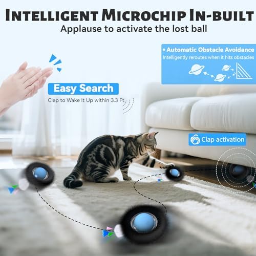 ORSDA Cat Toys, Interactive Fast Rolling Ball in Pouch, Hide and Seek for Indoor Cats, Motion Chirping Activated Moving Ball, 7 Holes Mat Mouse Catching Game - Image 6