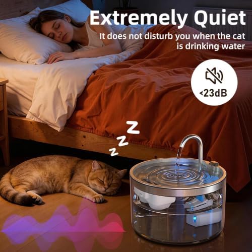 Casfuy PWB-004 Quiet BPA-Free Cat Water Fountain with Glass Base & Stainless Steel Tray, 95-oz - Image 4