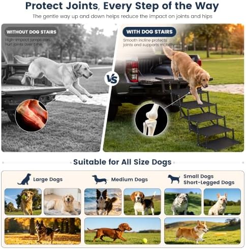Foldable Dog Steps for Car Dog Stairs for Large Dogs Ramp 5 Steps - Image 2