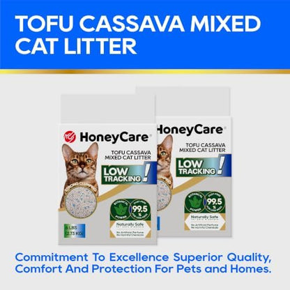 HoneyCare Cassava Tofu Mixed Cat Litter I Quick Clumping, Odor Control, Plant-Based Natural Ingredients, Non-Stick, Low Tracking, & Low Dust, 6 Lbs - Image 2