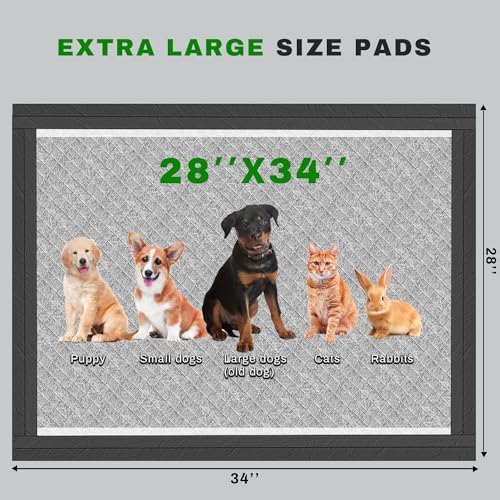 Charcoal Puppy Pads, XL 28"x34", All Edge-Wrapped, Odor-Control Thick Pad - Image 4