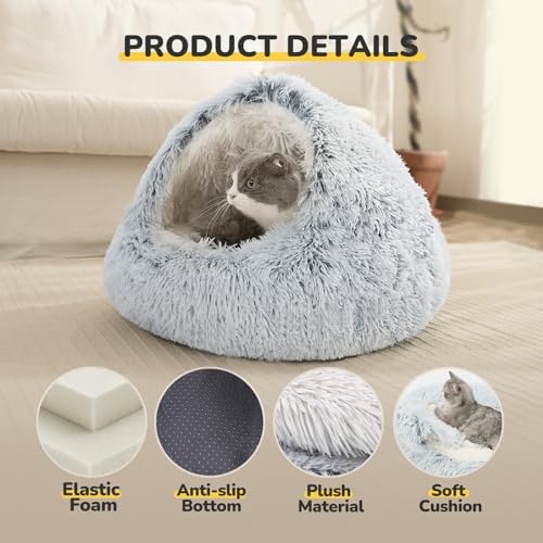 CATISM Cat Bed, Plush Hooded Cat Beds for Indoor Cats - Image 2