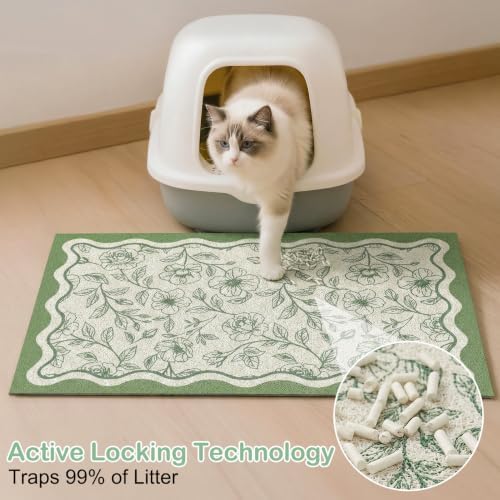 Glittme Cat Litter Mat, 24"x15" Non-Slip Washable Trapping Mat for Cats - Image 2