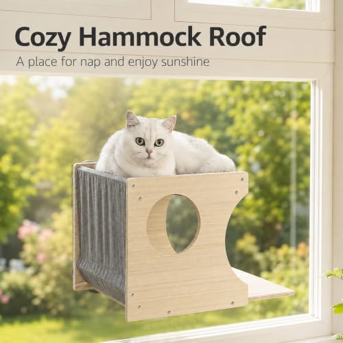 Cat Window Perch，2-Tier Hammock & Hideaway House with Strong Suction Cups - Image 3
