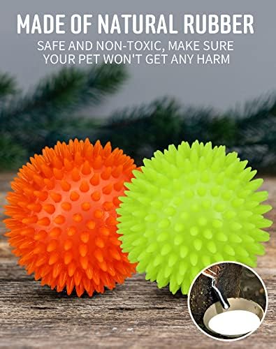 Pweituoet 3.5" Spike Dog Balls With Squeaky, Thicker and Durable, 2 Pack Chew Toys for Clean Teeth Training, Ball Toys for Aggressive Chewers, Puppy Small Medium Large Dogs - Image 2
