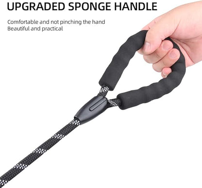 Reflective Dog Leash for Night Walking, 5FT Heavy Duty Rope with Padded Handle & 360° Swivel Clip, Tangle-Free Design for Small Medium Large Dogs