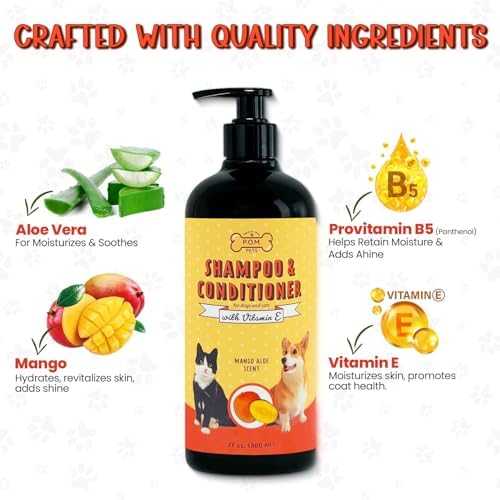 POM Pets 2-in-1 Organic Dog Shampoo & Conditioner – Itchy Skin Relief, Dog Deshedding, Detangles Fur, Cat Shampoo, Paw Cleaner for Dogs, Natural Coat Defense Formula - Image 3