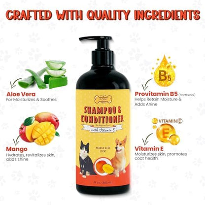 POM Pets 2-in-1 Organic Dog Shampoo & Conditioner – Itchy Skin Relief, Dog Deshedding, Detangles Fur, Cat Shampoo, Paw Cleaner for Dogs, Natural Coat Defense Formula - Image 3