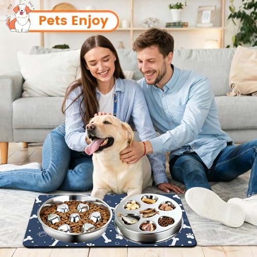 2 Pack Stainless Steel Slow Feeder Dog Bowls, Non-Slip Metal Pet Bowls for Fast Eaters, Anti-Gulping Bloat Prevention Dog Food Bowls, Easy to Clean for Small Breeds - Image 2