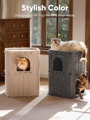 FUKUMARU Cat House for Indoor Cats, Warm Felt Cat Bed, Scratch Resistant - Image 6