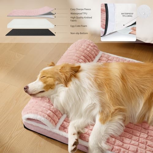 Orthopedic Medium Dog Bed Pillow Pet Sofa Bed 30''X20'' Pink - Image 3