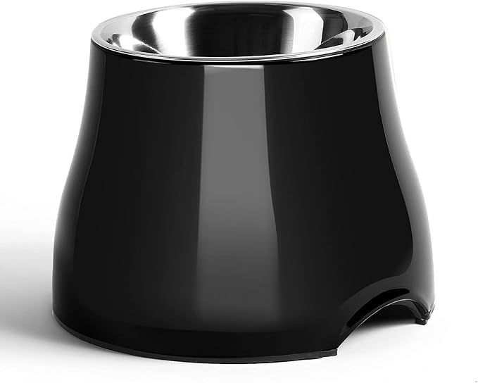 FluffyDream Elevated Pet Bowls,[Prevention of Vertebrae Disease] Non-Slip Pet Bowl with Stainless Steel Bowl,High Capacity Pet Food Bowls (DarkBlack, M (540ML / 2 Cups))