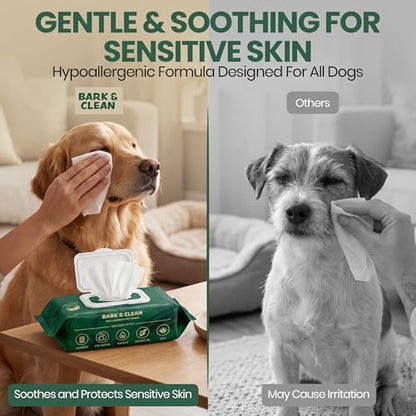 Bark & Clean 440 Dog Wipes for Cleaning and Deodorizing - 4 Pack of 110 8.5" x 9" Bamboo Pet Wipes - Compostable, Hypoallergenic Puppy Wipes - Dog Wipes for Paws, Butt, and Body - Image 5