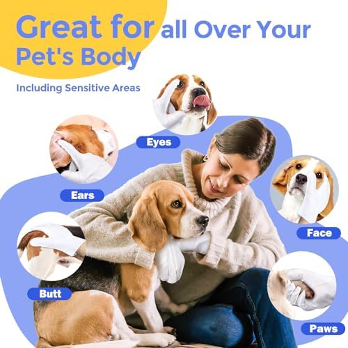 Pet Cleaning Glove Wipes for Dogs & Cats, Hypoallergenic Deodorizing Disposable No-Rinse Grooming Wipes, Extra Thick Bathing Wipes,Perfect for Pet Dry Cleaning,Daily Care and Travel,6 pcs - Image 4