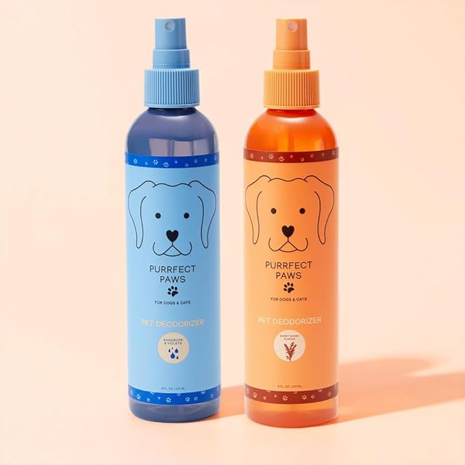 Pet Odor Neutralizing Air and Fabric Spray — Pet-Safe Deodorizer with Zinc Salt — Vegan and Cruelty-Free — Fresh Rain & Wild Violet Scent – Made in USA by Purrfect Paws