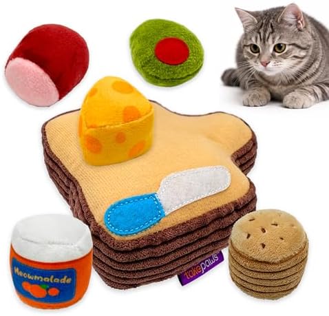 6-Piece Charcuterie Playset - Plush Cat Toys, Cheese Board by PouncePurr