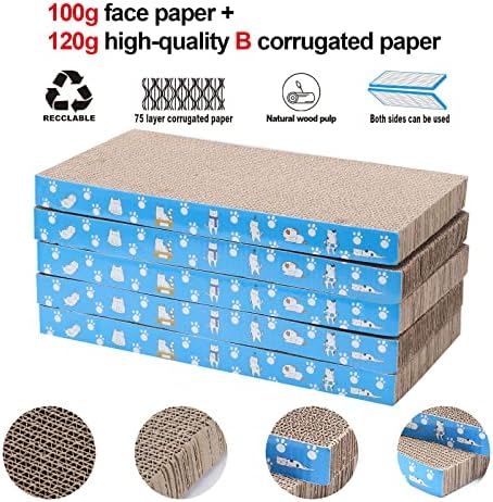 5 Packs in 1 Cat Scratch Pad, Cat Scratcher Cardboard,Reversible,Durable Recyclable Cardboard, Premium Scratch, Suitable for Cats to Rest, Grind Claws and Play - Image 5