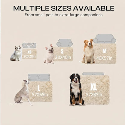 Waterproof Dog Blanket Pet Throw Blankets Fluffy Long Faux Fur Reversible Puppy Blankets 85x57in Furniture Protector Cover for Sofa Bed Couch Bed Cover Washable for Dogs Cats (Beige XL) - Image 6