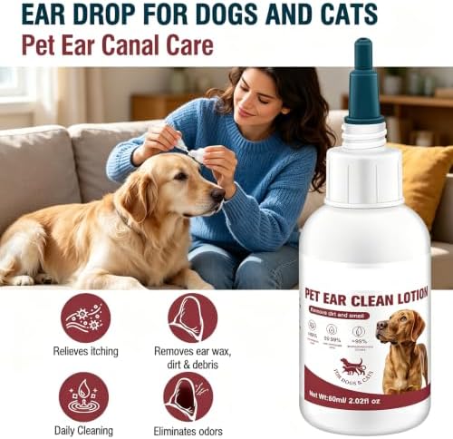 Cat Dog Ear Cleansing Drops, Pet Ear Wash Liquid, Ear Rinse Solution to Remove Earwax Debris, Daily Ear Canal for Cats & Dogs - Image 2
