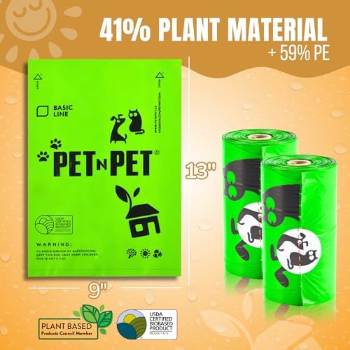 Pet N Pet Dog Poop Bags Rolls, 270 Count, Plant Based, Unscented, Green - Image 2
