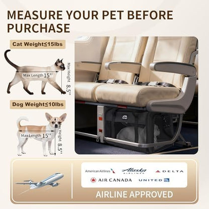 Pet Carrier Airline Approved, Soft Sided Cat Carrier for Small Pets up to 13 lbs, TSA Approved Dog Travel Bag, Portable Soft Sided Pet Carrier for Kittens and Puppies (Black, Travel Litter Box) - Image 3