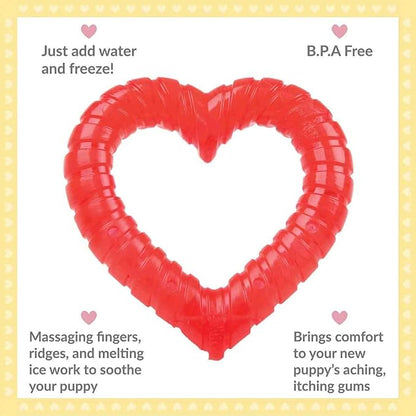 SmartPetLove Snuggle Puppy Teething Toys - Naturally Soothe and Provide Relief with Ice (Heart Shaped) (Pack of 2)