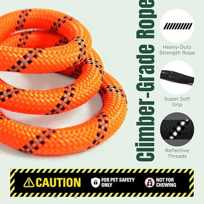 Dog Seat Belt for Car | Universal Pet Car Seatbelt with Reflective Climbing Rope, Aviation Aluminum Carabiner with 360° Swivel & Auto-Lock, Secure Safety Restraint (Sunset Orange 360°) - Image 4